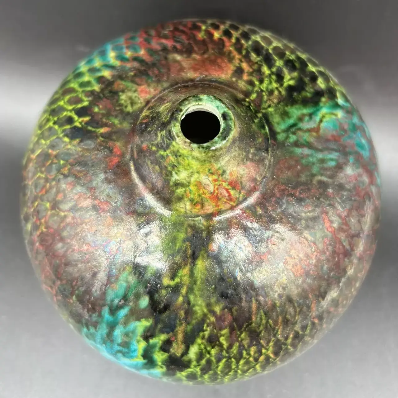 Raku Art Pottery Iridescent Vase - Ferdinand Antique And Emporium